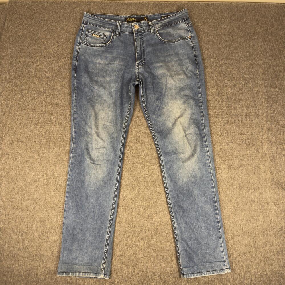 Billionaire Jeans Mens 34x30 Blue Medium Wash Italian Couture Embroidered Denim
